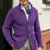 Men's Stand Up Collar Cardigan Knitted Sweater